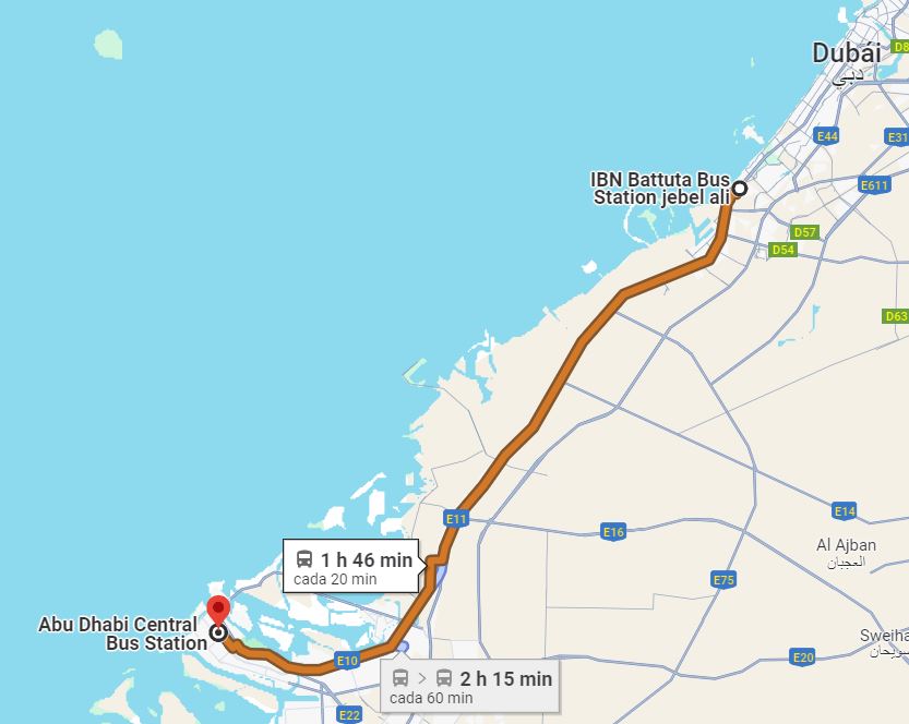 mapa bus e101 dubai