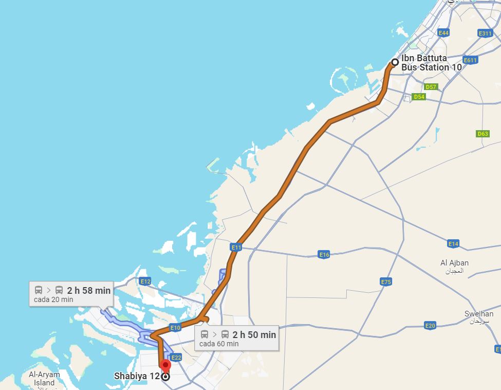 mapa bus e102 dubai