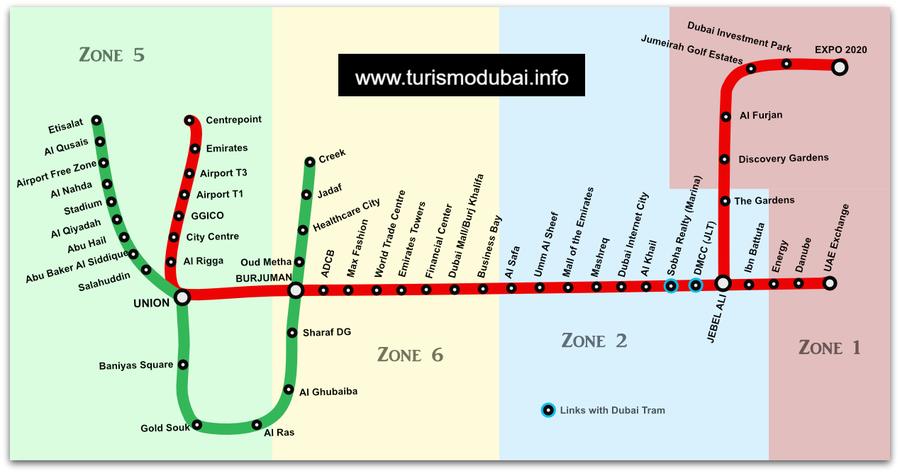 mapa del metro de dubai
